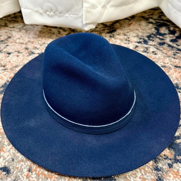 Rag & Bone Navy Blue Wool Wide Brim Fedora Hat main image 6